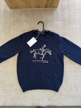 Sporty & Rich Navy Equestrian knit crewneck